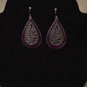 Purple Fishhook Earrings